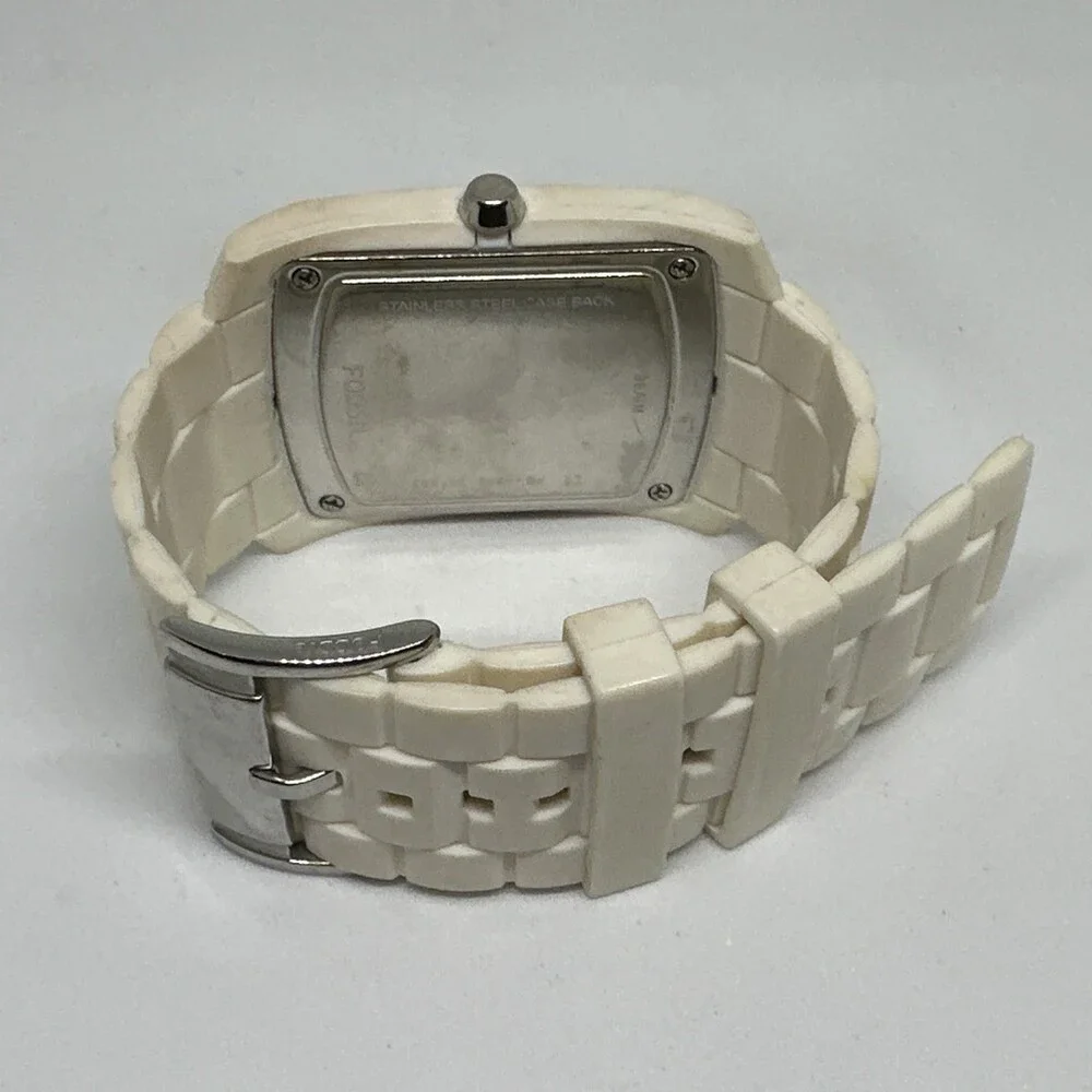 Fossil FS4603 Men's White Silicone Straps Analog Dial Quartz Wristwatch HME573
